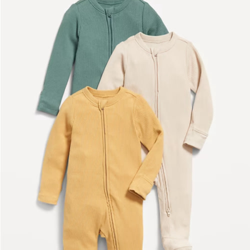 2-Way-Zip Sleep & Play Footed One-Piece 3-Pack for Baby
