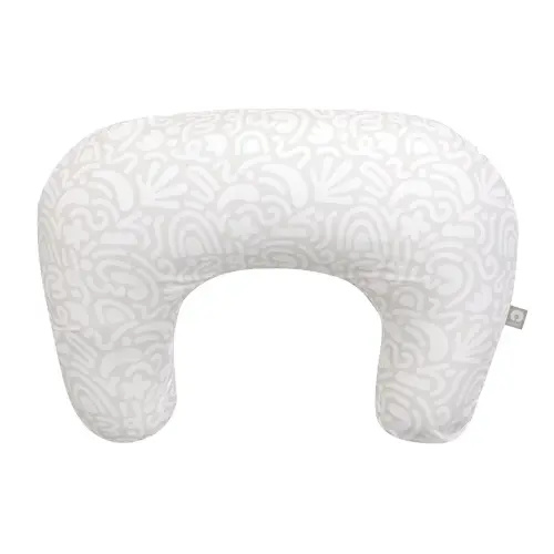 Boppy Nursing Pillow - Ergonomic Bottle & Breastfeeding Pillow with High, Firm, Large Area, Water-Repellent Cushion with Washable Cover; Baby Safety Alliance Verified - Cream Retro Squiggles