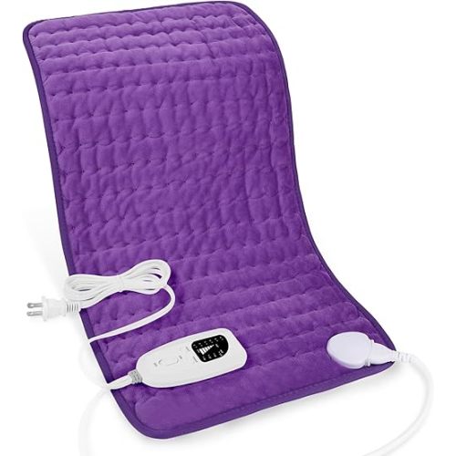 Heating Pad-Electric Heating Pads for Back,Neck,Abdomen,Moist Heated Pad for Shoulder,Knee,Hot Pad for Arms and Legs,Dry&Moist Heat & Auto Shut Off(Purple, 12''×24'')