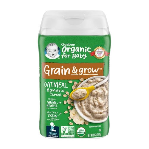 Gerber Organic 2Nd Foods Sitter Banana Oatmeal Baby Food Glass Plastic, 8 Ounce