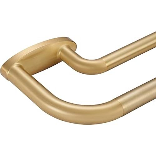 Double Curtain Rods Warm Gold,Room Darkening Drapery Rod for 28-48 Inches,Adjustable 3/4 Inches Front and 5/8 Inches Back Quality Metal Rod for Window,Wrap Around Design