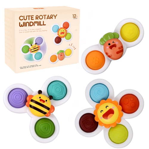 TEAMD Suction Cup Spinner Toys Baby Toys 12-24 Months Sensory Toys for Toddlers Spinning Top Toy Bath Toys