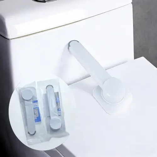 2-Pack Toilet Locks Baby Proof - No-Drill Adhesive Toilet Seats Lock Toilet Lid Lock - Easy Installation Fits Most Standard Toilets