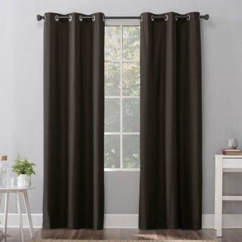40"x63" Sun Zero 100% Blackout Cyrus Thermal Grommet Curtain Panel Dark Brown: Modern Solid Indoor Drapery