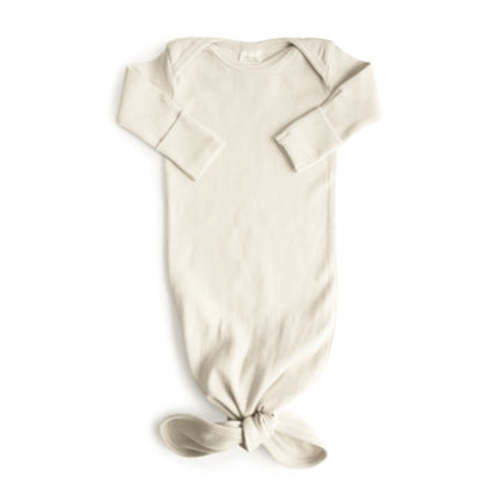 Mushie Organic Cotton Ribbed Knotted Baby Gown