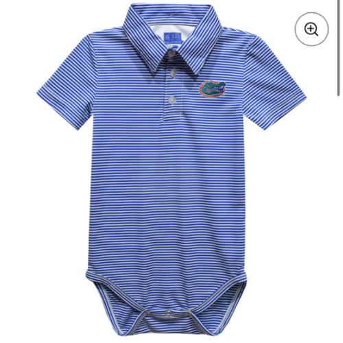 Florida Gators Vive La Fete Infant Polo Pencil Stripe Bodysuit - Royal