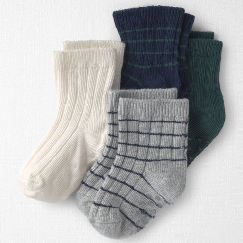 Baby 4-Pack No-Slip Ankle Socks Made with Organic Cotton | Carter’s Oshkosh Canada