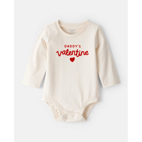 Baby Girl Daddy's Valentine Long-Sleeve Graphic Bodysuit - Cream - Carter's | Carter's