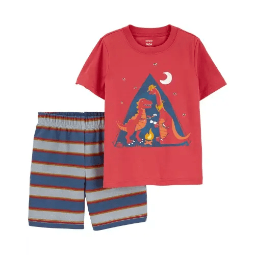 Baby 2-Piece Dinosaur Tee & Short Set - 6M - Red/Navy