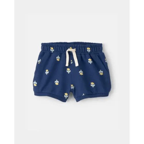 Baby Girl Floral French Terry Shorts - Navy Blue | Carter's