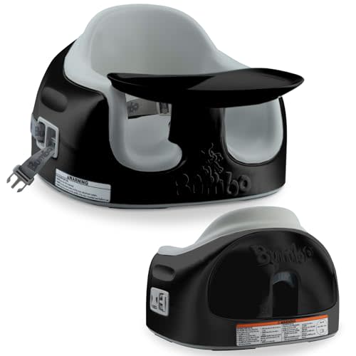 Bumbo 3-in-1 Multi-Seat for 6 to 36 Months, Travel Baby Feeding & Play Floor Seat, All-in-One Portable Booster with Tray & Toddler High Chair, Black/Cool Grey