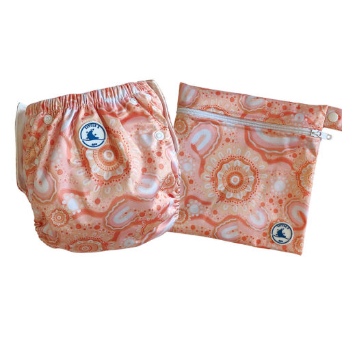 Little E and Co Reusable Swim Nappy & Mini Wet Bag Combo - Community Connected to Land