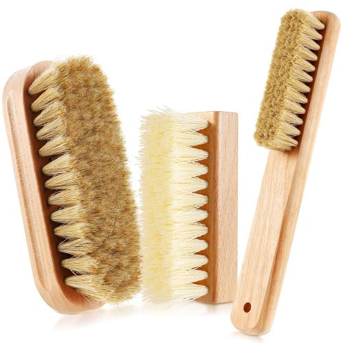3 Pcs Wood Laundry Stain Brush Stain Remover Brushes with Boar Bristle Small Stain Brush for Clothes for Scrubbing Stains from Furniture Fabric Leather(3 Pcs F)
