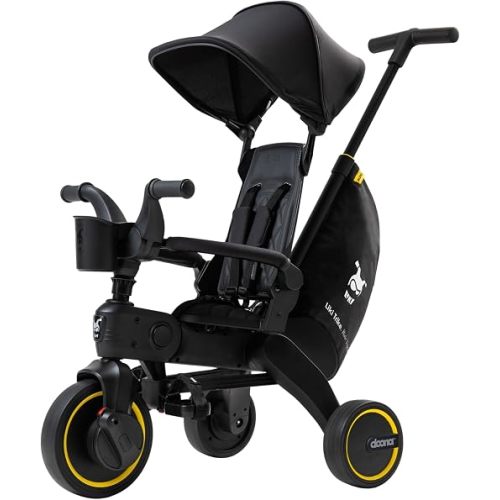 Doona Liki Trike, Midnight Edition - 5-in-1 Compact, Foldable Tricycle - Suitable for Toddlers 10 to 36 Months