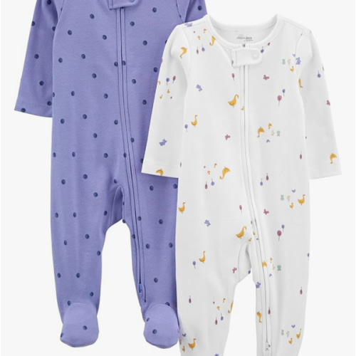 Simple Joys by Carter's Baby Girls' Cotton Footed Sleep and Play, Pack of 2