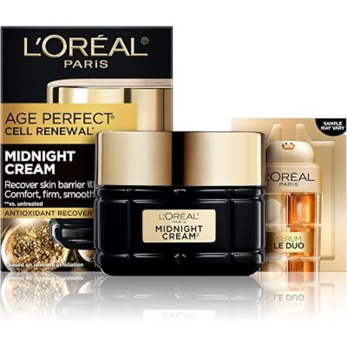 L'Oreal Paris Age Perfect Anti-Aging Midnight Cream 1.7 Oz + Serum Sample