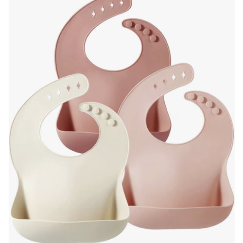 PandaEar Set of 3 Silicone Baby Bibs, Waterproof Soft Adjustable Bibs for Babies Toddlers 10-72 Months
