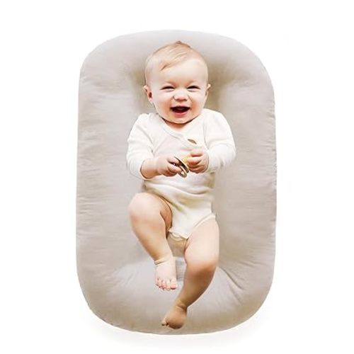 100% Cotton Baby Lounger for Newborn 0-24 Months(Apricot)