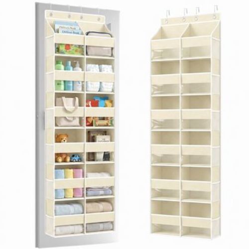Over Door Organizer 6 Tier Extra Large 12 Compartment Storage Hanging Rack 80 lbs Capacity Clear Window for Toys Shoes Diapers