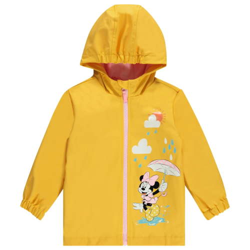 Disney Minnie Mouse Toddler Girls' Hooded Rainwear Jacket with Water-Resistant Shell Yellow Minnie Mouse Puddle