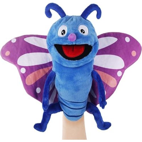 Animal Hand Puppets 11 Inch Sea Turtle Plush Dinosaur Animals Hand Puppet Toys Role-Play Toy Puppets for Kids Storytelling Imaginative Pretend Play Teaching Preschool(Butterfly)