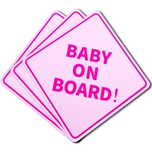 3PCS Baby On Board Magnet, 5" by 5" Reflective Baby On Board Signs for Car