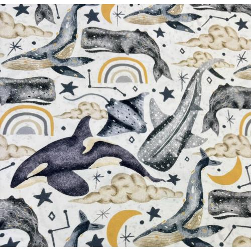Nautical Fabric Baby Fabric ocean Theme orca whale Baby Nursery Fabric whale