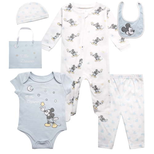 Disney Newborn Baby Layette Set, 6 Piece Mickey Minnie Mouse Clothes