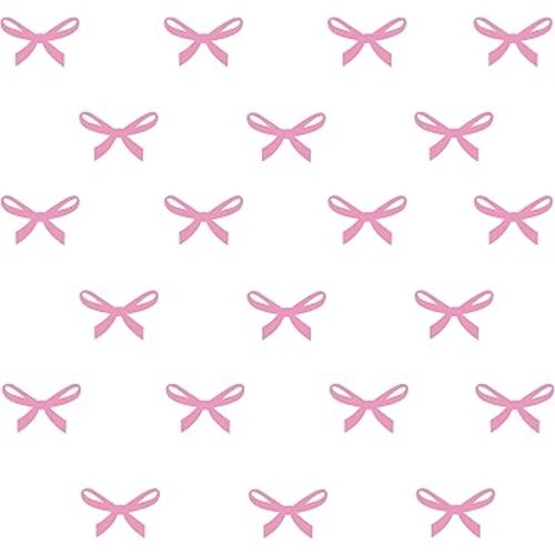 48pcs Pink Ribbons Wall Stickers for Kids Room Princess Girl Bedroom Pink Bow Wall Decals Removable Vinyl DIY Mural Stickers A407 (Light Pink)