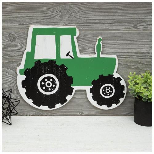 Green Tractor Wood Wall Decor