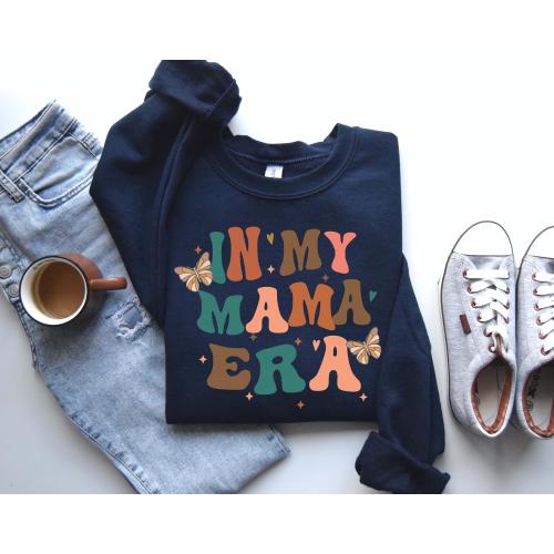 Retro "In My Mama Era" Sweatshirt: Butterfly Print Mom Crewneck