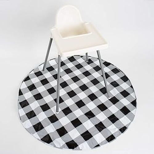 BooginHead SplatMat 52" Extra Large Waterproof Floor Mat for Under High Chair, Buffalo Check
