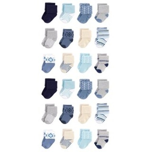 Hudson Baby Cotton Rich Baby Terry Socks 24-Pack, Blue Gray Solid