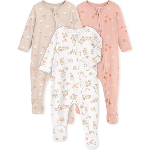 Yoofoss Baby Pajamas 100% Organic Cotton Baby Sleepers for 0-3 Girl Clothes 3pcs Footed PJs