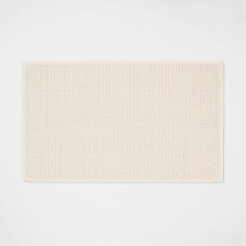 20"x34" Antimicrobial Bath Rug Tan - Threshold™: Cotton Jacquard, Low Pile, OEKO-TEX Certified