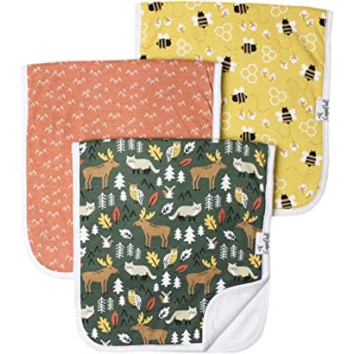 Copper Pearl Premium Baby Burp Cloths - 3-Pack Large Cotton Burp Cloths, Extra Soft Spit Up Rags with 3 Absorbent Layers, Perfect for Baby Boy and Baby Girl Gifts (21" x 10" Size, Atwood Set)