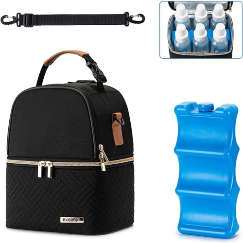 BABEYER Breastmilk Cooler Bag with Ice Pack - Black