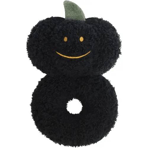 Baby Pumpkin Soft Rattle Toy, Plush Pumpkin Infant Shaker Rattle Easy-Grasp Stuffed Animal Toy, Gifts for Newborns Babies Toddlers Boys Girls, Black, 6 Inches
