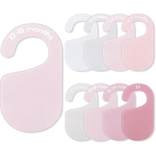 Acrylic Baby Closet Size Dividers Pink Hanging Clothes Dividers Baby Closet Organizers Thicken Baby Wardrobe Organizers for Home Nursery, 6.7 x 3.7 Inch, 8Pcs