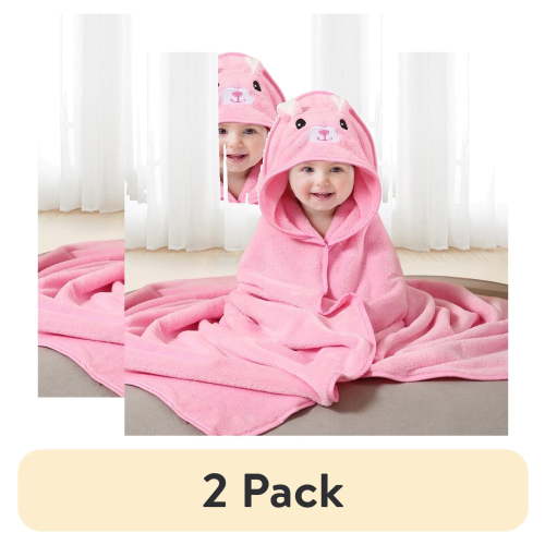 (2 pack) Liyufly Baby Bath Towel, Absorbent Large Hooded Towel for Kids, Newborn, Babie, Toddler, Infant, Bear, 31.5 x 31.5 inch