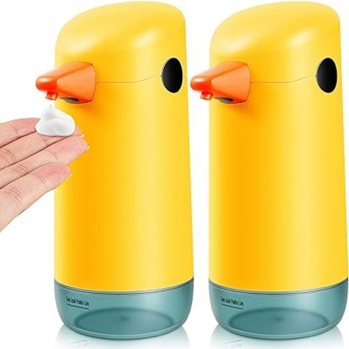 2 Piece Automatic Yellow Duck Soap Dispenser - Foaming, Touchless, Battery Powered for Bathroom & Kitchen