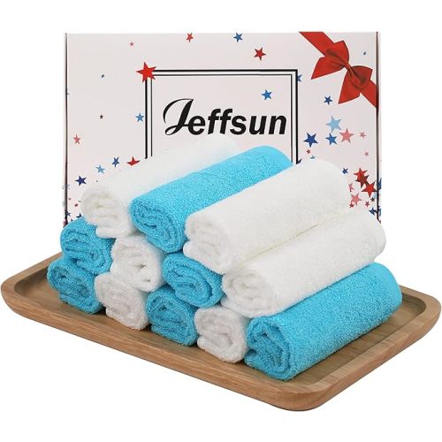 Baby Washcloths 12 Pack, 10x10 inch Heavenly Soft Wash Cloths for Face and Body, Gentle & Safe White Face Towel on Sensitive Skin, Baby Essentials Bath Shower Gifts for Boy Infant Kid Toddler Child