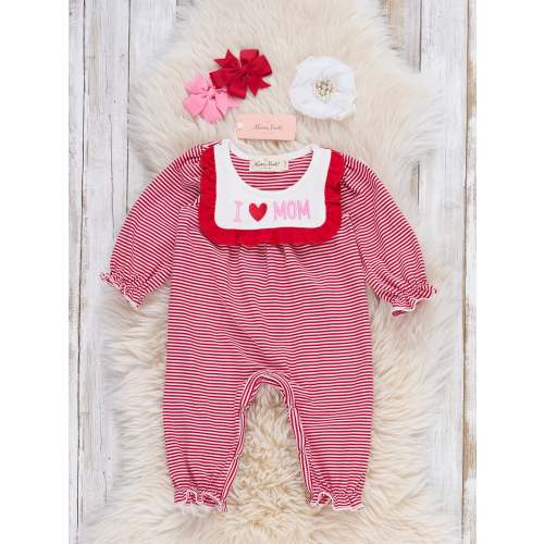 Little Love for Mom Embroidered Ruffle Romper
