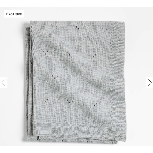 Pointelle Knit Mist Blue Baby Stroller Blanket