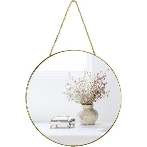 YCHMIR 11.8-inch Small Round Wall Mirror, Gold Bathroom Mirror