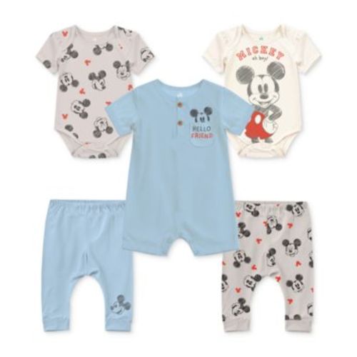 Baby Boys Mickey Mouse Bodysuits, Romper & Pants, 5 Piece Set
