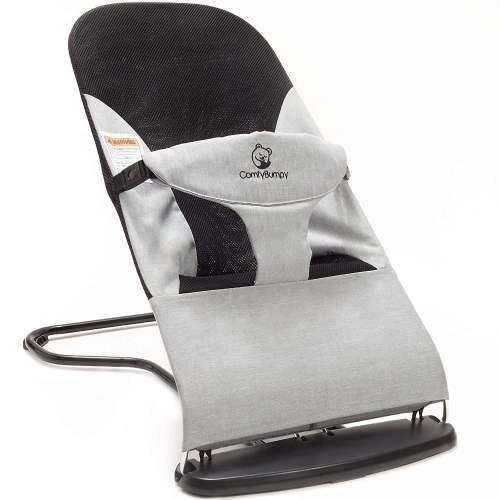 ComfyBumpy Ergonomic Baby Bouncer Seat - Portable Bouncing Chair with Adjustable Height-Gray