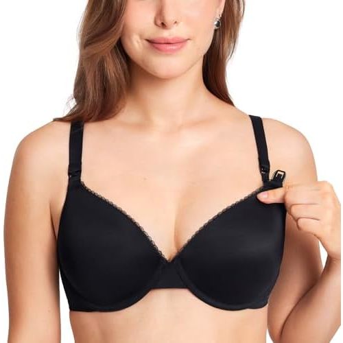 Gratlin Women's Underwire Nursing Bras Support Full Coverage Lightly Padded Maternity Bra for Breastfeeding