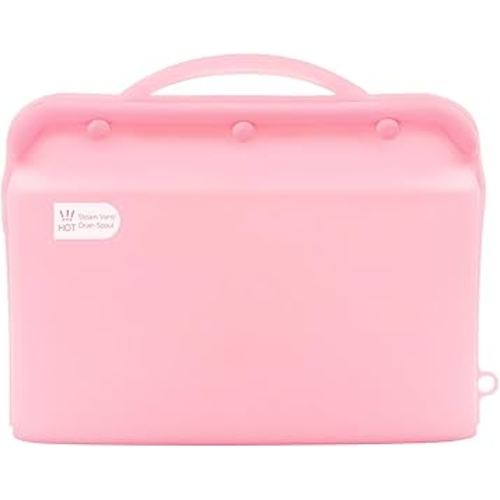 Silicone Microwave Steam Sterilizer Bag for Baby Bottles, Reusable Sterilizing Bag for Pump Parts and Toddler Accessories, Easy to Use Sterilizer Bags Perfect for Home and Travel, Pink (1PC)