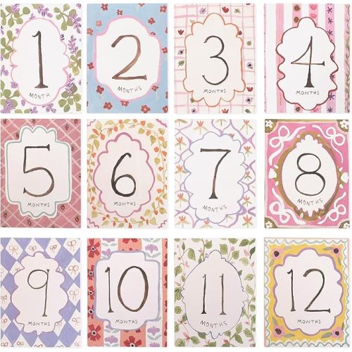 Baby Boy/Girl Monthly Milestone Cards - First Holiday Cards,First Year Month Photo Milestone Cards,Baby Shower Newborn Photo Prop (Cards-2)